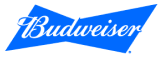 Budweiser logo on white and blue